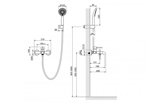 Смеситель для ванны Aquatek Европа AQ1349BG цвет Золото шлифованное