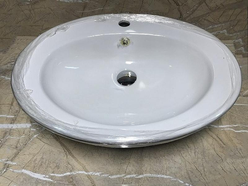 Раковина накладная CeramaLux Lux Classic 60 3573 Белая Хром
