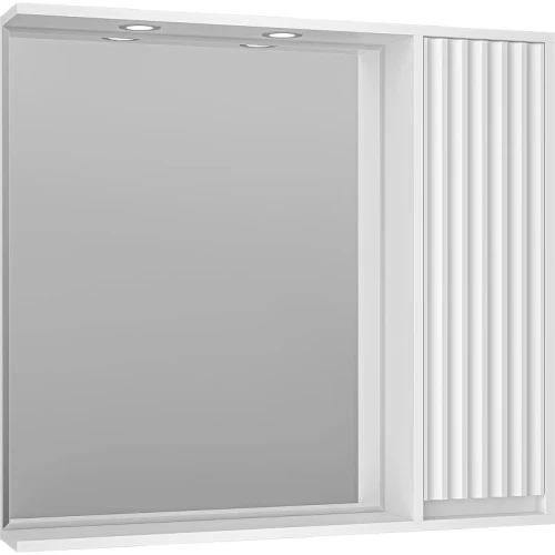 Зеркало со шкафом Brevita Balaton 90 R BAL-04090-01-П с подсветкой Белое матовое МДФ / ЛДСП, стекло