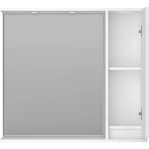 Зеркало со шкафом Brevita Balaton 90 R BAL-04090-01-П с подсветкой Белое матовое МДФ / ЛДСП, стекло