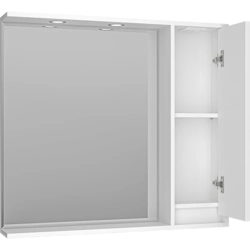 Зеркало со шкафом Brevita Balaton 90 R BAL-04090-01-П с подсветкой Белое матовое МДФ / ЛДСП, стекло