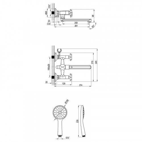 Смеситель для ванны Lemark Practica LM7513C универсальный цвет Хром