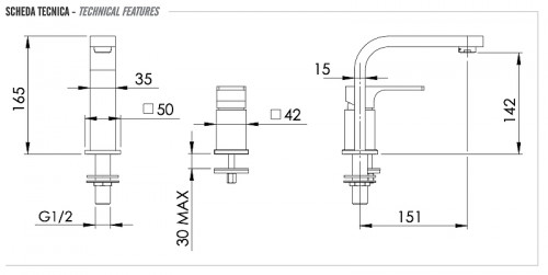 Смеситель для раковины Remer Absolute AU57XV цвет Сталь