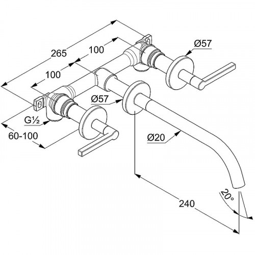 Смеситель для раковины Kludi Nova Fonte Puristic 201463915 Черный матовый латунь встраиваемый