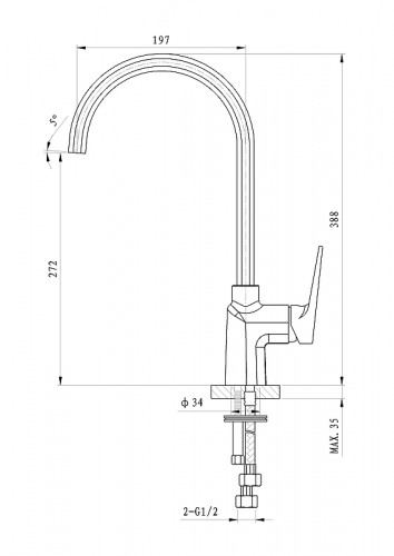 Смеситель для кухни Wonzon &amp; Woghand Athens WW-082101-CR цвет Хром