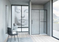 Душевая дверь Vincea Slim Soft 110 VDS-1SS110CLB профиль Черный стекло прозрачное
