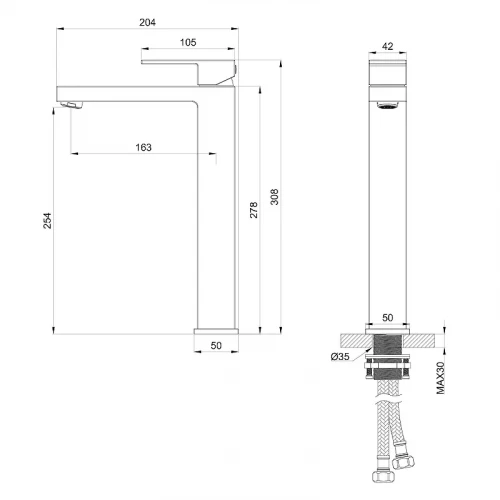 Смеситель для раковины Wonzon &amp; Woghand Cube WW-88239016-CR цвет Хром