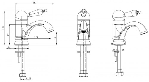 Смеситель для раковины Boheme Murano 281-MR-W Золото латунь