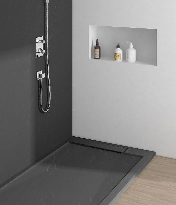 Душевой поддон из искусственного камня Esbano Luxe ESP-LX100B 100х100 ESPLX100B цвет Черный
