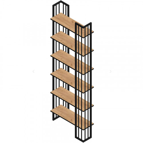 Стеллаж Sanflor Тетрис 2000 69 С20868 Дуб крафт золотой Черный муар МДФ / ЛДСП