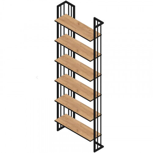 Стеллаж Sanflor Тетрис 2000 69 С20868 Дуб крафт золотой Черный муар МДФ / ЛДСП