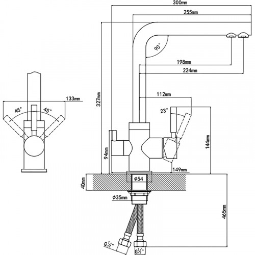 Смеситель для кухни Florentina Арес Fl Ультра 333.19H.2123.501 Нуар латунь