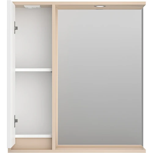 Зеркало со шкафом Brevita Balaton 75 L BAL-04075-03-01Л с подсветкой Белое матовое Бежевое матовое МДФ / ЛДСП, стекло