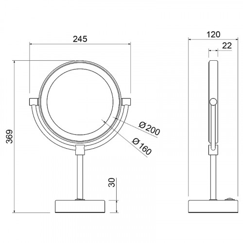 Косметическое зеркало Timo Saona 13276/17 с увеличением с подсветкой Золото матовое