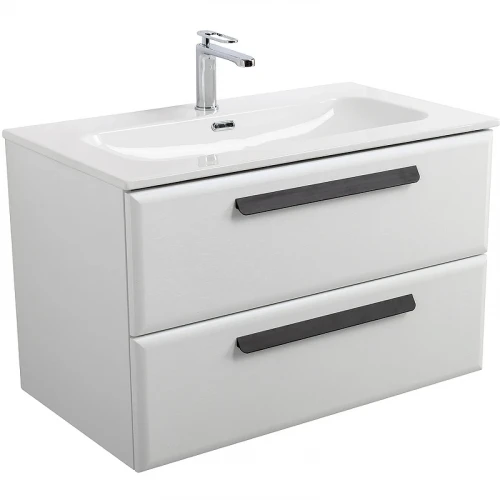 Тумба под раковину Cezares Eco-Cer-N 80 ECO-CER-N-800-2C-SO-BL подвесная Bianco Lucido без ручек МДФ / ЛДСП