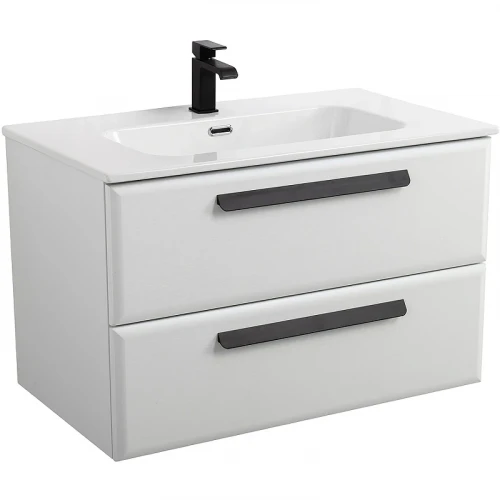 Тумба под раковину Cezares Eco-Cer-N 80 ECO-CER-N-800-2C-SO-BL подвесная Bianco Lucido без ручек МДФ / ЛДСП