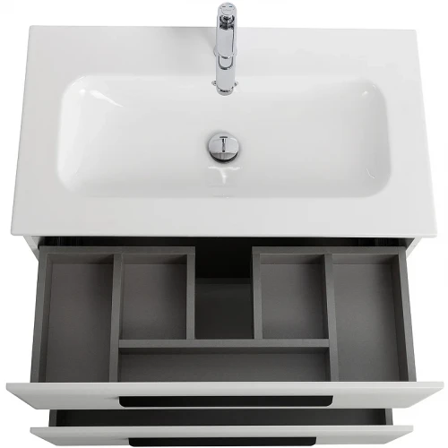 Тумба под раковину Cezares Eco-Cer-N 80 ECO-CER-N-800-2C-SO-BL подвесная Bianco Lucido без ручек МДФ / ЛДСП