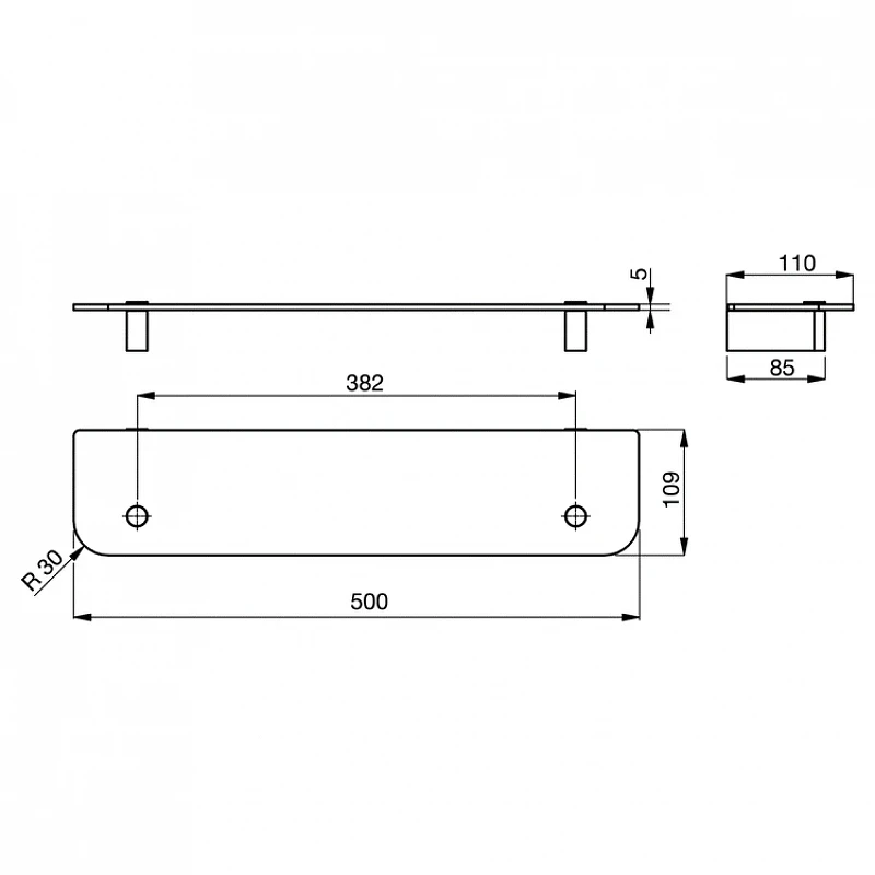 Стеклянная полка Ideal Standard Connect N1392AA цвет Chrome (Хром)