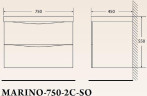 Тумба с раковиной BelBagno Marino 75 MARINO-750-2C-SO-BL-P+75 BB750/450-LV-MR-PR подвесная Bianco Lucido