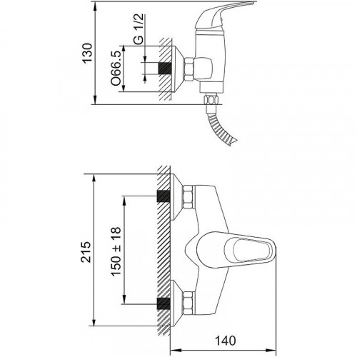 Смеситель для душа Melodia della vita Classica MDV40750 Хром латунь на стену