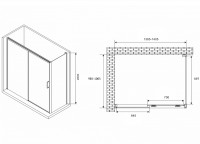 Душевой уголок Abber Komfort 140x100 AG93140B-S102B профиль Черный стекло прозрачное