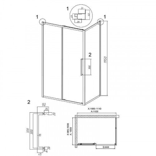 Душевой уголок Grossman Cosmo 110x100 120.K33.02.1110.10.00 профиль Хром стекло прозрачное