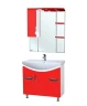 Зеркало со шкафом Bellezza Лагуна 85 L 4612114002038 с подсветкой L Красное Белое МДФ / ЛДСП, стекло