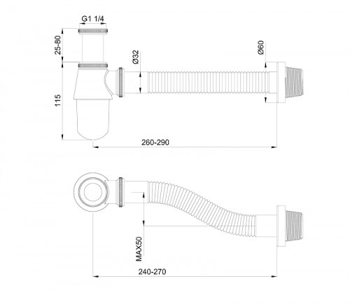 Сифон для раковины Wonzon & Woghand WW-88SS102-CR цвет Хром