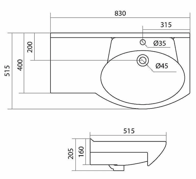 Раковина Style Line Santek Коралл 82 R ЛС-00000164 Белая