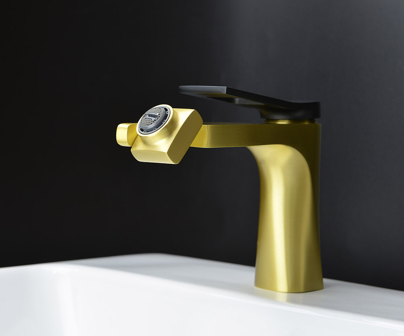 Смеситель для раковины Bronze de Luxe Element EL02XGB Матовое золото Черный латунь