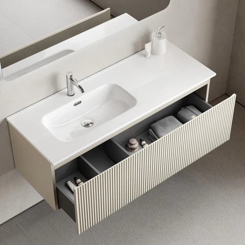 Тумба под раковину Sancos Snob R 1.0 120 L SNR1.0120LCE подвесная цвет Beige Soft
