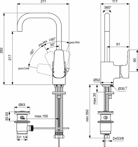 Смеситель для раковины Ideal Standard Ceraplan III B0706AA Хром
