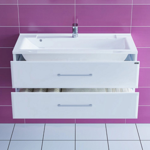 Тумба под раковину СанТа Омега 100 207028 подвесная Белая МДФ / ЛДСП