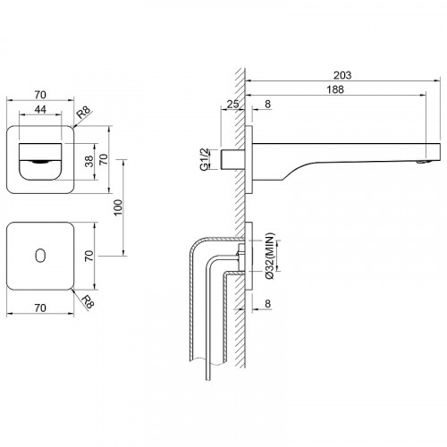 Смеситель для раковины Timo Torne 4373/00SM Хром латунь встраиваемый