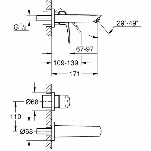 Смеситель для раковины Grohe Eurosmart 29337003 Хром латунь встраиваемый