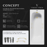 Чугунная ванна Vinsent Veron Concept 165x70 VCO1657042H/VH0015MGD цвет Белый с квадратными ручками матовое золото