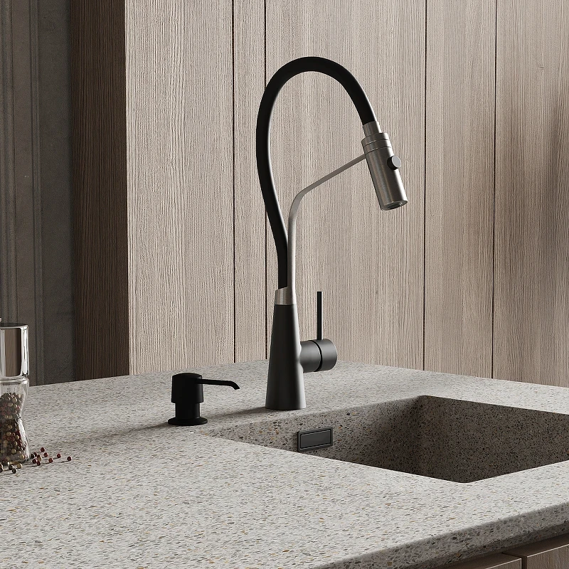 Смеситель для кухни WasserKRAFT A8417 Нержавеющая сталь Черный нержавеющая сталь