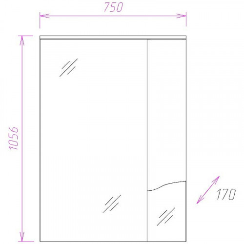 Зеркало со шкафом Onika Моника 75.01 R 207507 с подсветкой Белое МДФ / ЛДСП, стекло
