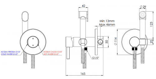 Гигиенический душ со смесителем Remer Metrica MC65W цвет Хром