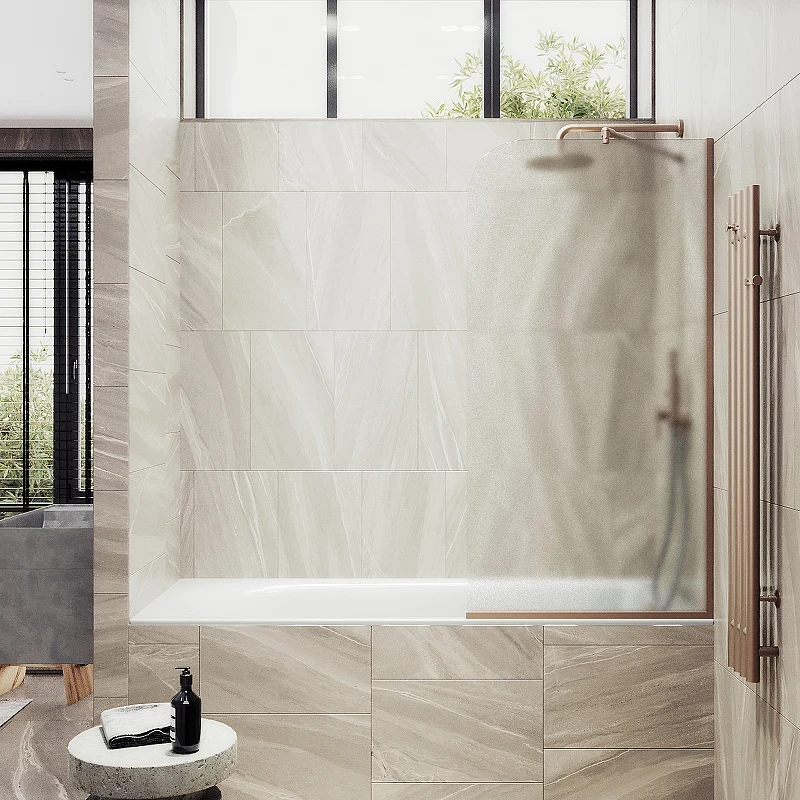 Шторка на ванну Maybah Glass MGV-130-2у 340x1400 в узком профиле Бронза стекло сатиновое