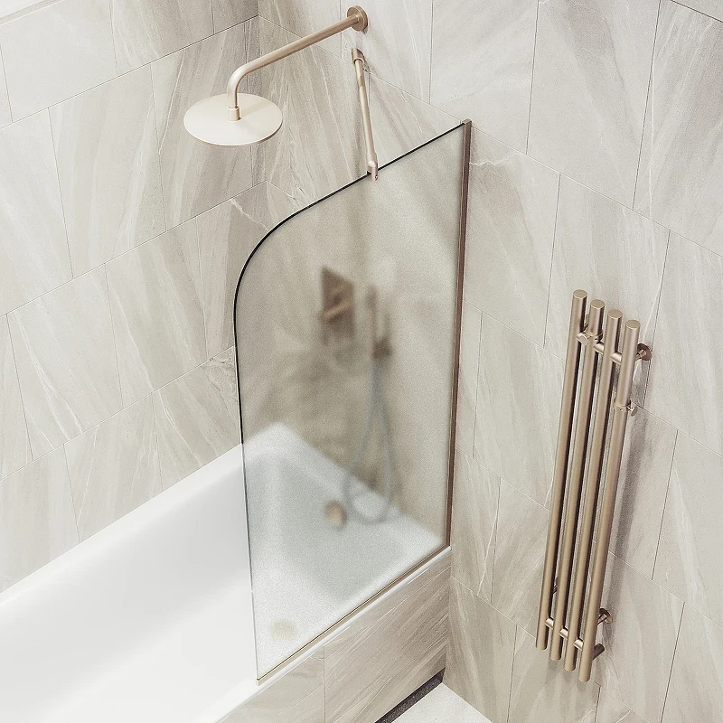 Шторка на ванну Maybah Glass MGV-130-2у 340x1400 в узком профиле Бронза стекло сатиновое