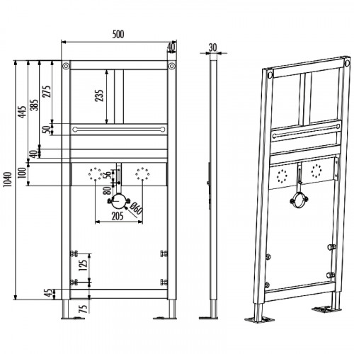 Инсталляция Creavit GLM100.01 для раковины Черная нержавеющая сталь