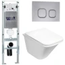 Комплект унитаза с инсталляцией WeltWasser AMBERG 350 ST + ROTBACH 004 GL-WT + AMBERG RD-CR 10000006568 цвет Белый глянцевый с сиденьем Микролифт и клавишей смыва цвет Хром