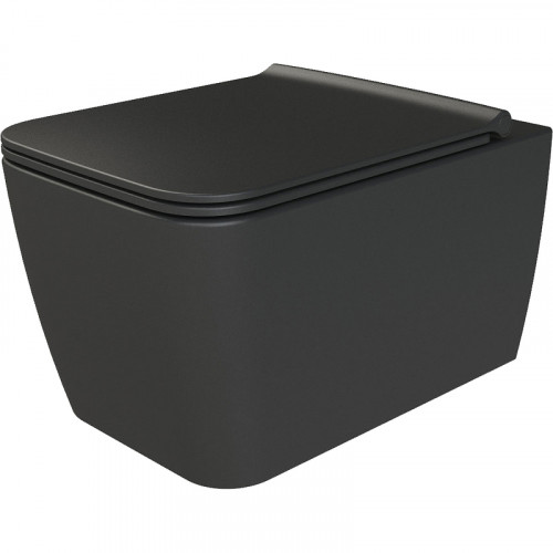 Унитаз биде Boheme Zen 967-SET-2-B подвесной Черный матовый с сиденьем Микролифт фаянс подвесной