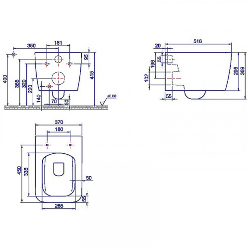 Унитаз биде Boheme Zen 967-SET-2-B подвесной Черный матовый с сиденьем Микролифт фаянс подвесной