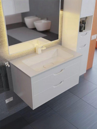 Тумба под раковину Uperwood Modul 80 2930205252 подвесная цвет Белый матовый