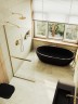 Душевая перегородка Maybah Glass MGD-720-3у 690x1950 в узком профиле Золото стекло прозрачное