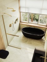 Душевая перегородка Maybah Glass MGD-720-3у 690x1950 в узком профиле Золото стекло прозрачное