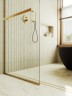 Душевая перегородка Maybah Glass MGD-720-3у 690x1950 в узком профиле Золото стекло прозрачное