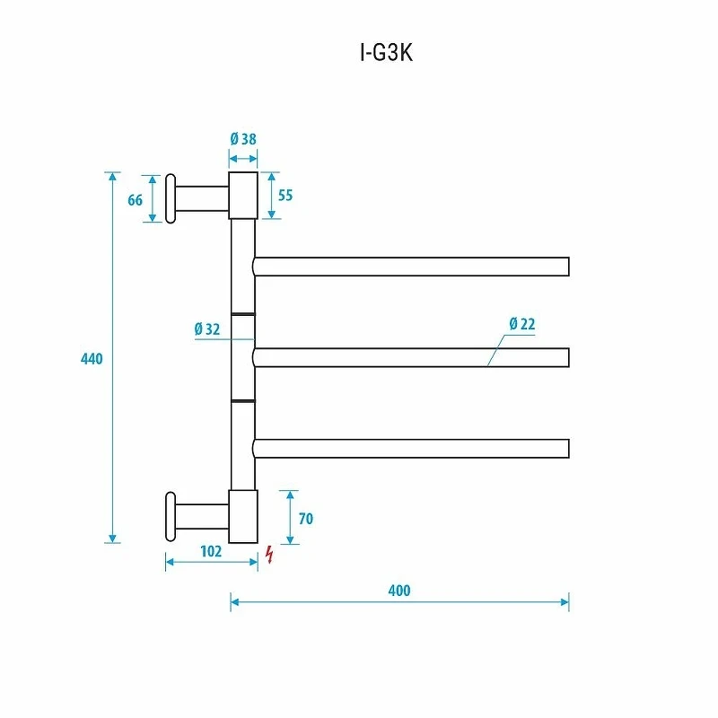 Электрический полотенцесушитель Energy I G3K 440х400 EETR00IG3K0000R905M цвет Черный матовый